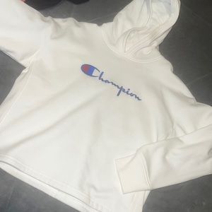 white xl crop champion hoodie